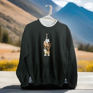 Y2K Decorated Originals M Sweatshirt‎ Embroidered  Stacker Dogs Metallic BOHO